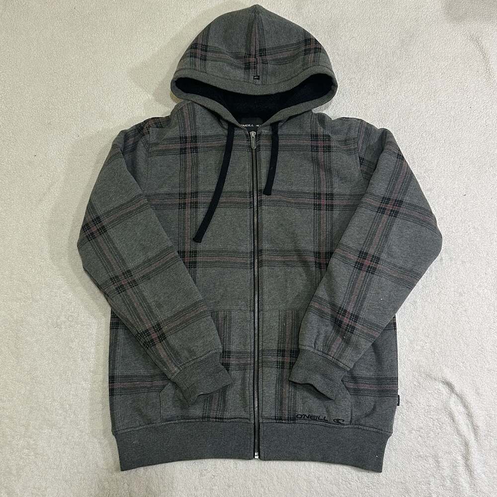 O'Neill Men's Plaid Sherpa Lined Full Zip Hoodie Size M